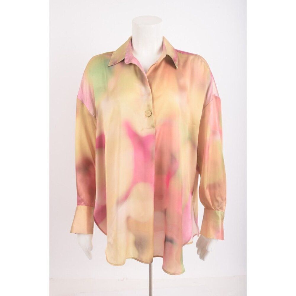 Zara Womens Tie-Dye Satin Effect Blouse S Multi-Color 2473/125 NWT